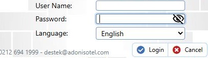 Login screen: user information and language preference